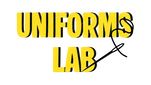 Yellow 'UNIFORMS LAB' text on a white background