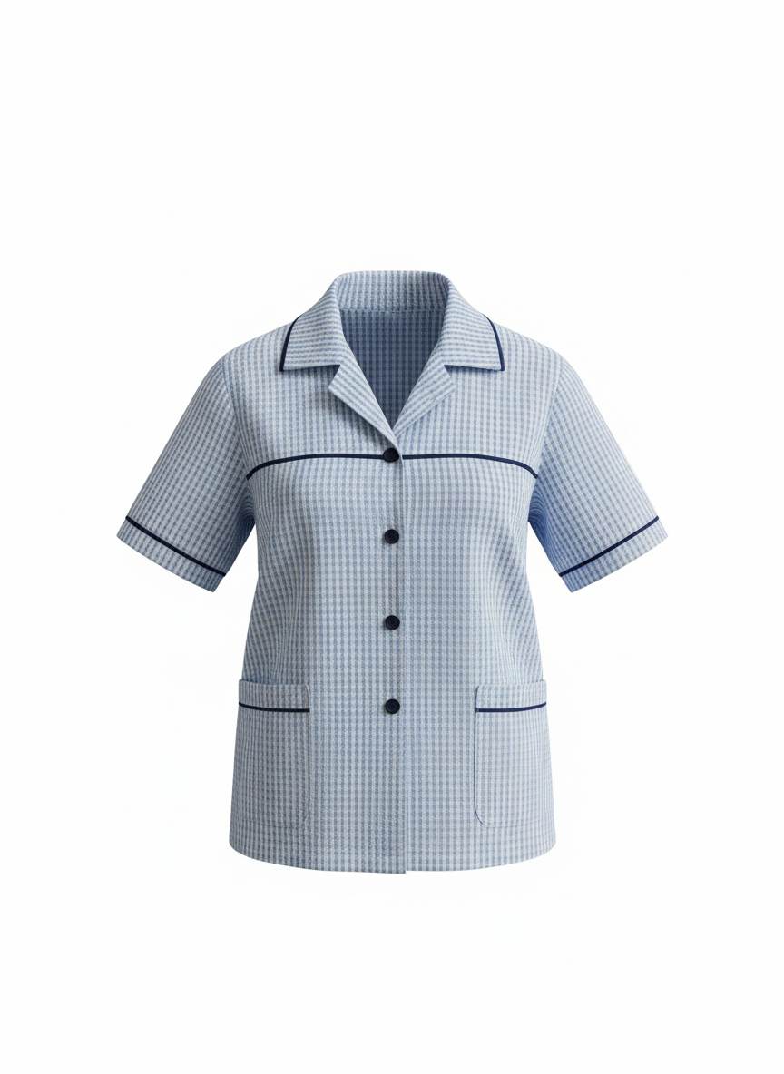 Blue Squared Contrast Maid Set (3 Pcs)