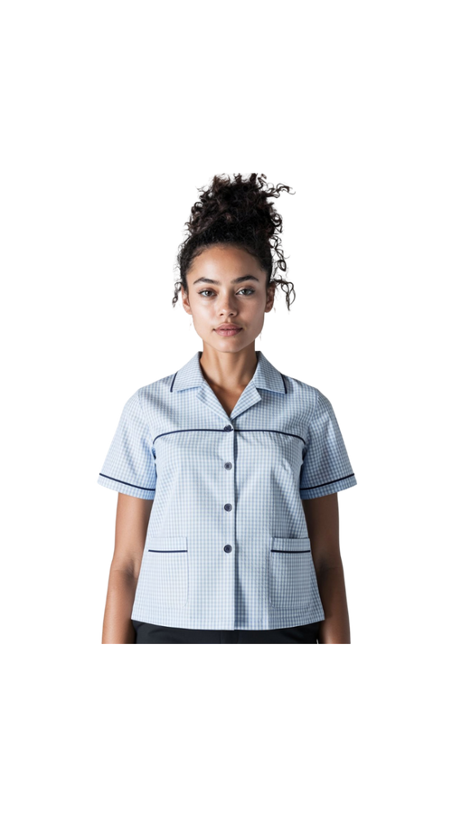 Blue Squared Contrast Maid Set (3 Pcs)